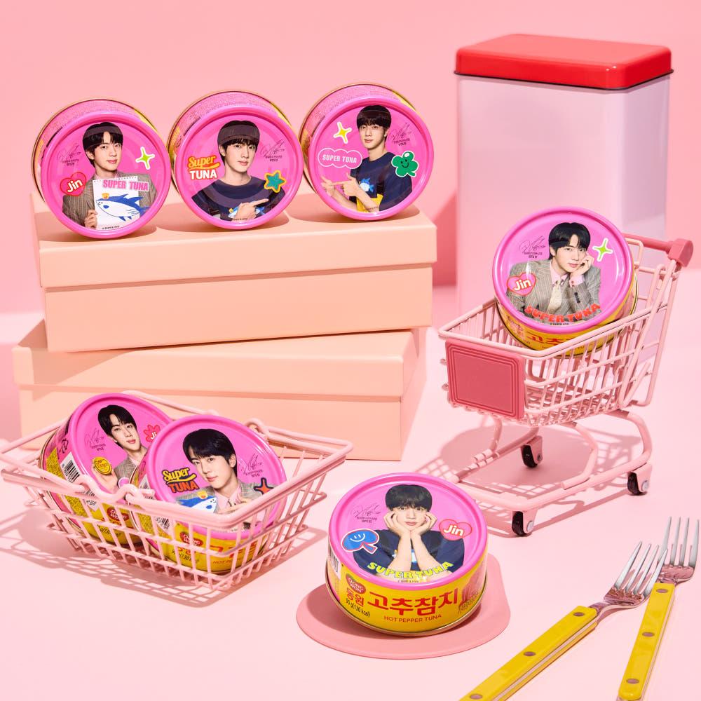 Dongwon BTS Jin Super Tuna Season 2 Canned Tuna Set 90g x 8 Cans (Light Tuna 6 Cans + Special Chili Tuna 2 Cans) with Random Super Sticker