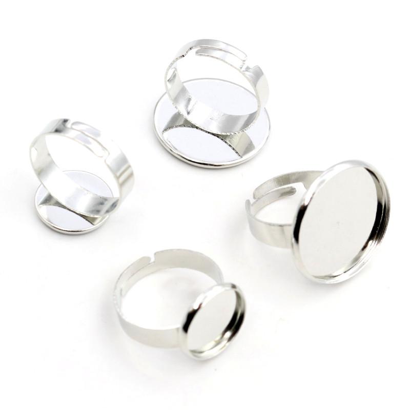 12mm 20mm 25mm 10pcs 4 Colors Plated Adjustable Ring Settings Blank/Base,Fit 12-25mm Glass Cabochons,Buttons Ring Bezels