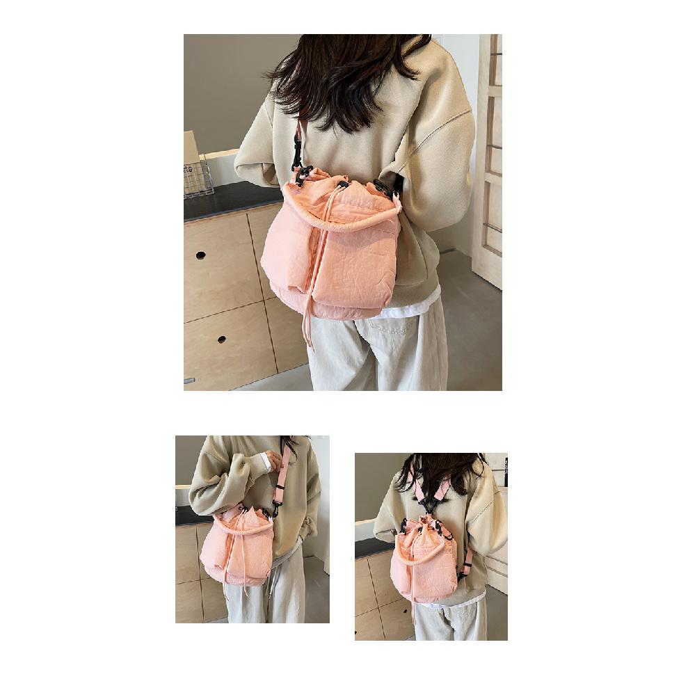Waterproof Lightweight Cross-Shoulder Crossbody Bag Fashion Casual Large Capacity Drawstring Bucket Bag Simple Casual WOMEN'S Bag