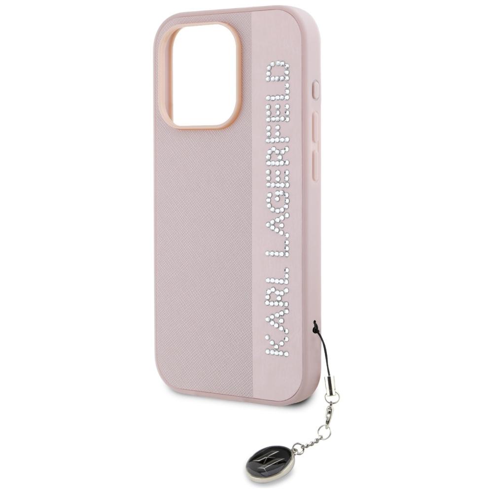 Karl Lagerfeld Klhcp15Lpsakdgcp Iphone 15 Pro 6.1 Różowy/Pink Hardcase Saffiano Rhinestones & Charm