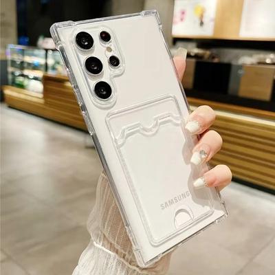 Модный прозрачный мягкий чехол-держатель для карт для телефона Samsung Galaxy S25 S24 S23 S22 S21 S20 FE Note 20 Ultra противоударный чехол