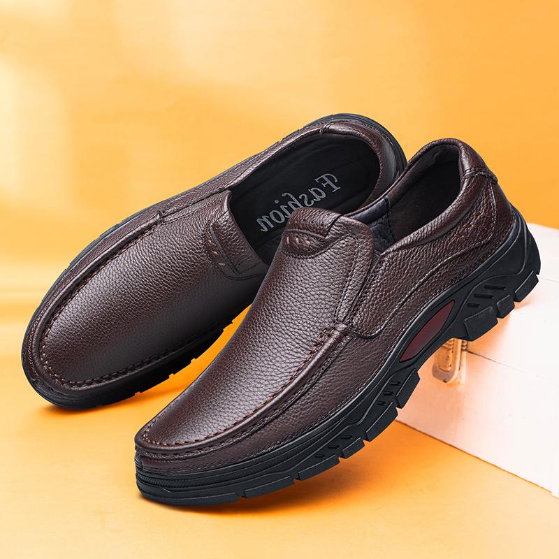 Роскошные мужские туфли из натуральной кожи для папы Spring &Amp; Осенняя мода Slip On Shoes Мужские классические мокасины Обувь для отдыха Мужская повседневная обувь