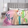 Molang Funny Cartoon Blanket  Soft Warm Funny Plush Throw Blanket For Girls Boys Bedroom Flannel Bedspread Bed Cover