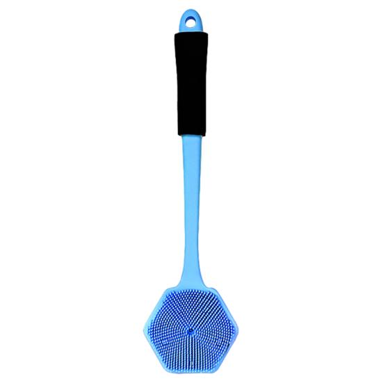 Силиконовая щетка для ванны с длинной ручкой, двухсторонняя головка щетки, нежная мочалка для спины, глубокая очистка, многофункциональная массажная щетка