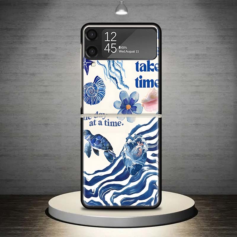 Чехол для телефона 'Морская звезда, Морская черепаха, Акула' для Samsung Galaxy Z Flip 7 6 5 4 3 5G Ударопрочный чехол Z Flip7 Flip6 ZFlip5 Flip3 Fl