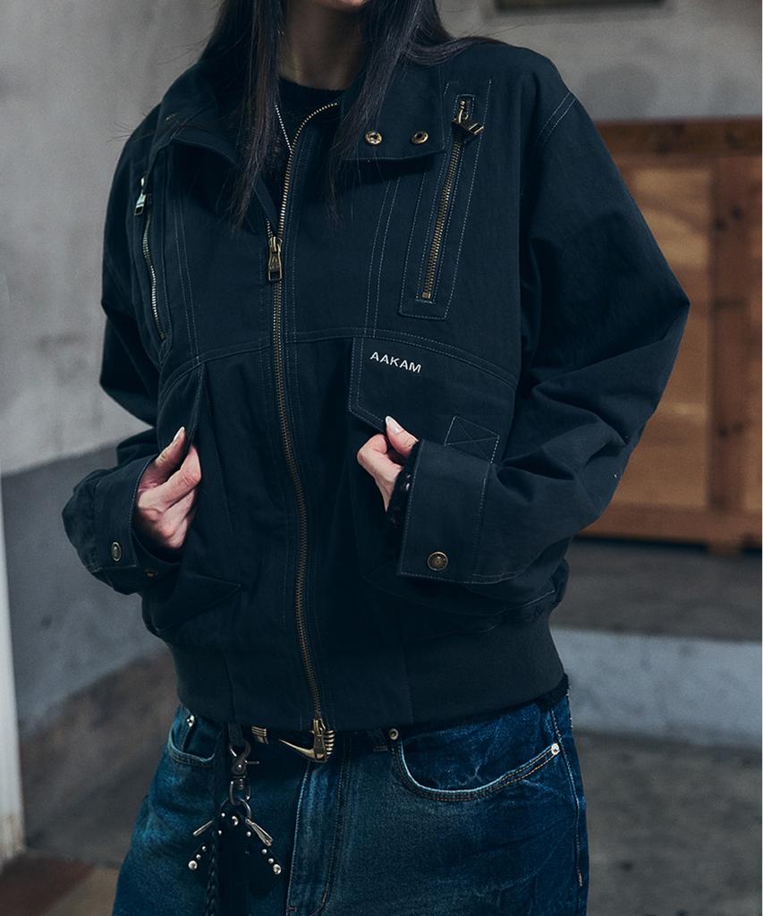 Куртка Aakam с молнией и высоким воротником (черный)