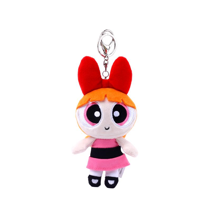 Kawaii Anime The Powerpuff Girls Blossom Bubbles Buttercup 12cm Pp Cotton Filled Plush Keychain Cartoon Pendant Doll