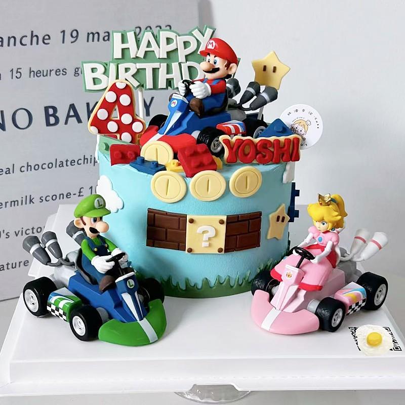 Cake Topper Decorations Race Flag for Kids Boys Birthday Party Dessert Supplies