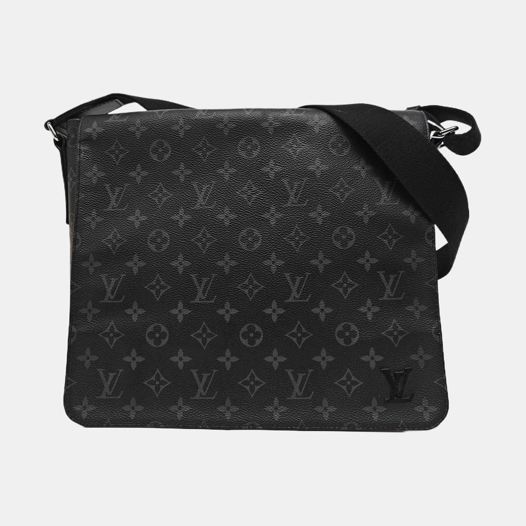 [Pre-Owned] District Mm Monogram Canvas Leather Commuter Briefcase Laptop Bag - Very Good #OMBN2A