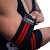 Kobo Power Lifting Elbow Wrap/Elbow Support for Weightlifting Body Building 40 Inches (Pair), Black-RED