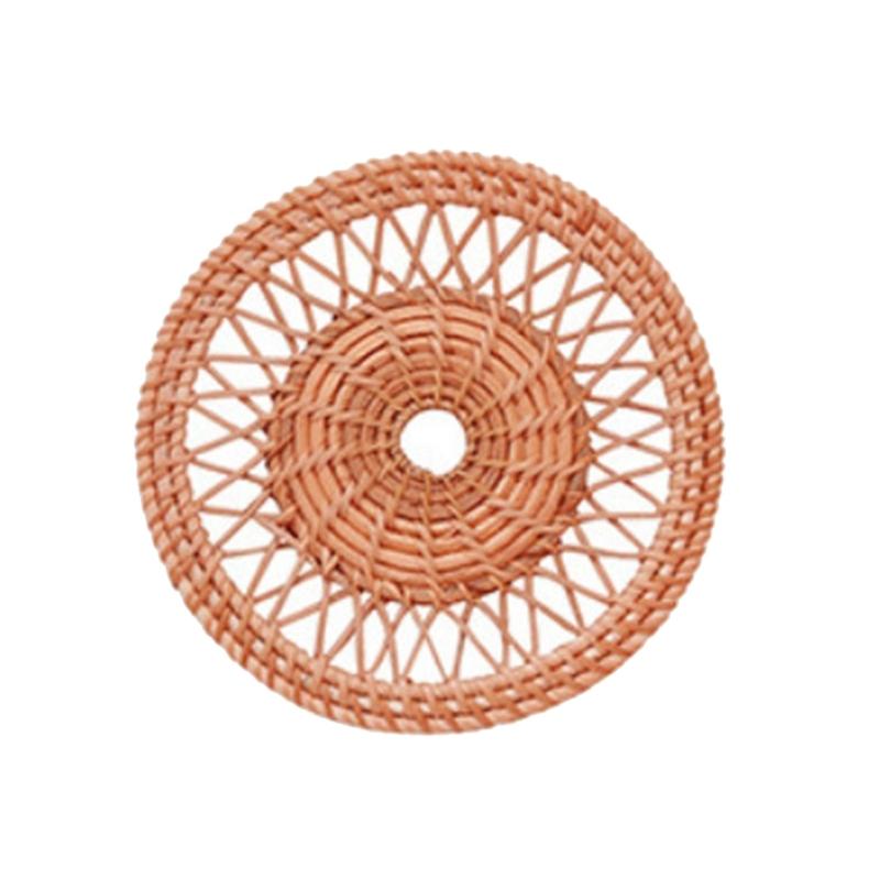 Artistic Handwoven Rattan Wall Hanging Flat Basket Nordic Styles Farmhouses Weave Rrnament Wall Decoration for Living Room