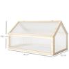 Wooden Cold Frame Garden Polycarbonate Greenhouse with Openable Top Cover, Grow House for Flowers, Vegetables, Plants, 90 x 52 x 50cm, Natural