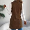 Autumn Winter Women's Corduroy Vest Solid Color Double-breasted Long Corduroy Vest Slim-fit Sleeveless Vest