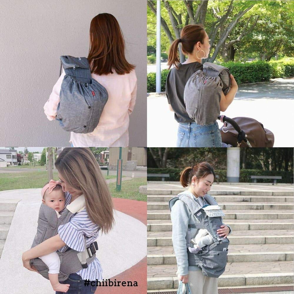 Baby Carrier Storage Cover Seat Carrier Compatible 2 Year Warranty with Usage Book Included Dungarees Seat Dungarees Gray [Rukako] [Hip Size] 80-002