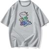 HOT SALE Dinosaur Print Stretch Tee Loose Soft and Comfortable Short Sleeved Top Suitable for All Season Casual Big and Tall