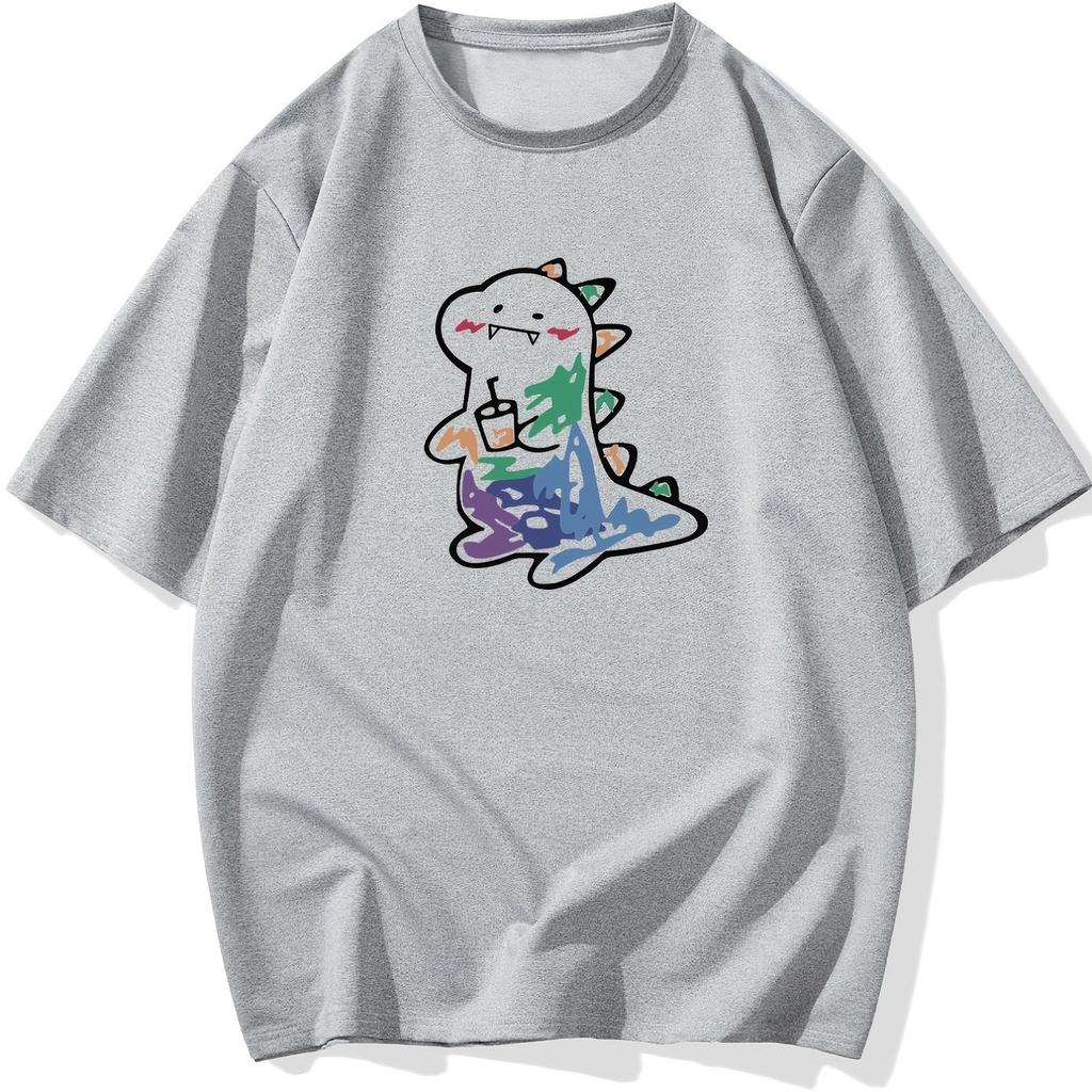 HOT SALE Dinosaur Print Stretch Tee Loose Soft and Comfortable Short Sleeved Top Suitable for All Season Casual Big and Tall