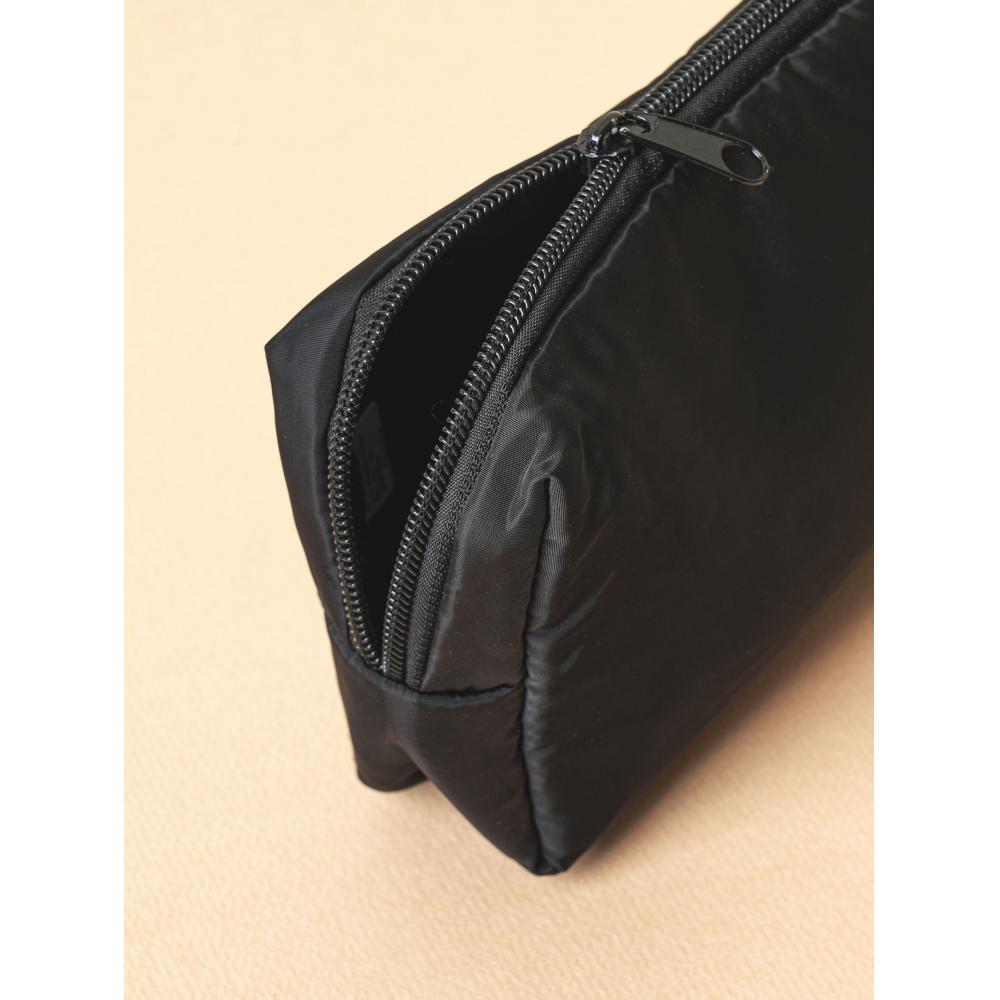 Daiso Square Label Pouch Black