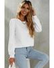 Azura Exchange White Textured Puff Long Sleeve Round Neck Top