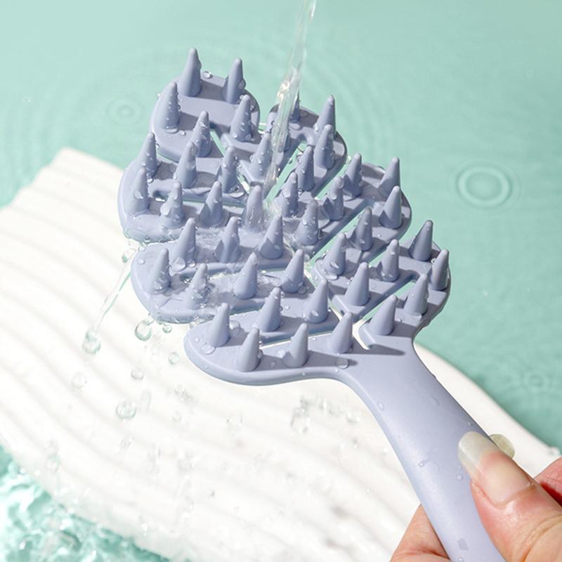 Силиконовая щетка для шампуня в форме листа, массажная головка для кожи головы, мягкая расческа для волос, длинная ручка, щетка для ванны, массаж тела, очищающий инструмент, подарок