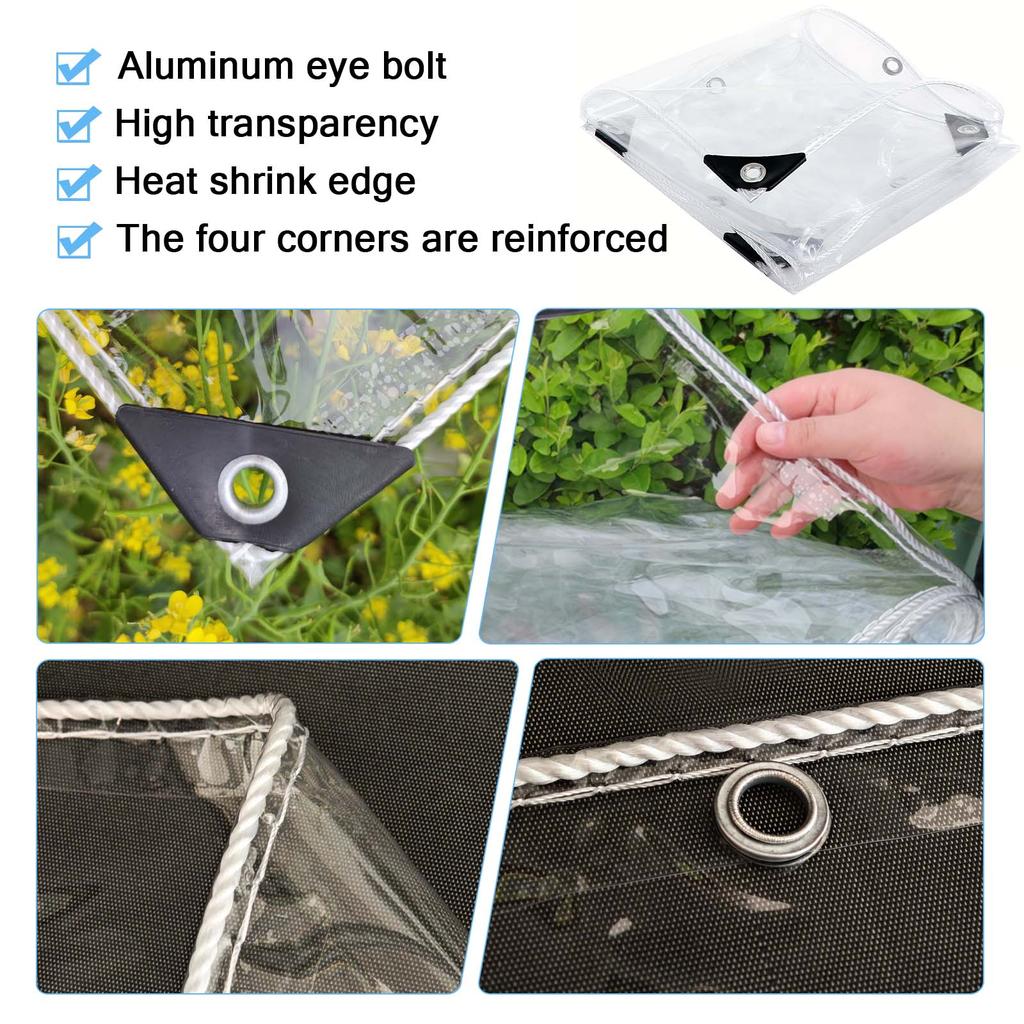 250 g/m² PVC Clear Tarpaulin, Transparent Waterproof Heavy Duty Clear PVC Tarp