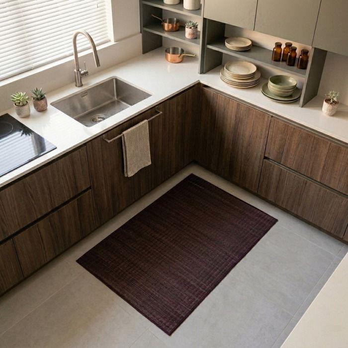 Tapis en jonc de mer marron/violet 70x110