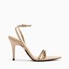 Fashion Luxury Designer Rivet Embellished Thin Heeled Sandals Women Summer Sexy Pointed Toe Ankle Strap High Heels Elegant Party Shoes