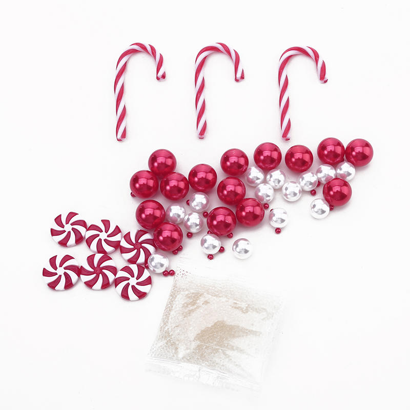Christmas Vase Filler Beads White and Red Candy Cane Pearl Beads Acrylic Christmas Vase Filler Christmas Floating Pearls Filler
