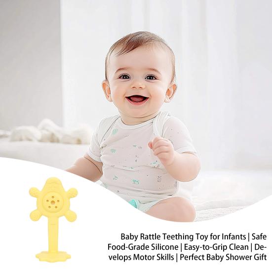 Детская погремушка, игрушка для прорезывания зубов, погремушка из пищевого силикона для младенцев, удобная для захвата, чистая, развивает моторику, развивает сенсорные навыки у малышей