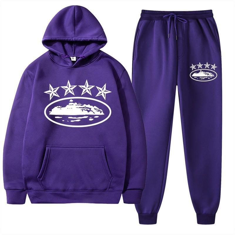 Unisex Oversized Hooded Sweatshirt Set Casual Streetwear Tracksuit Loose Fit Cotton Blend