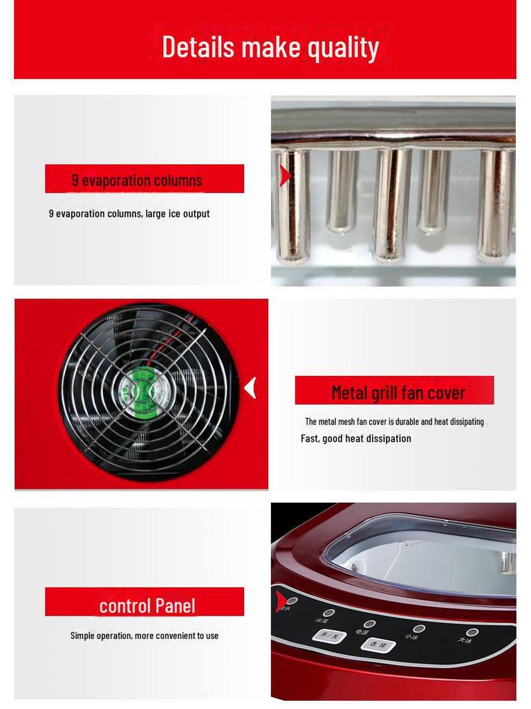 Бытовая и коммерческая льдогенератор на 15 кг: Идеально подходит для магазинов молочного чая и караоке-баров, автоматическое круглое устройство для приготовления льда