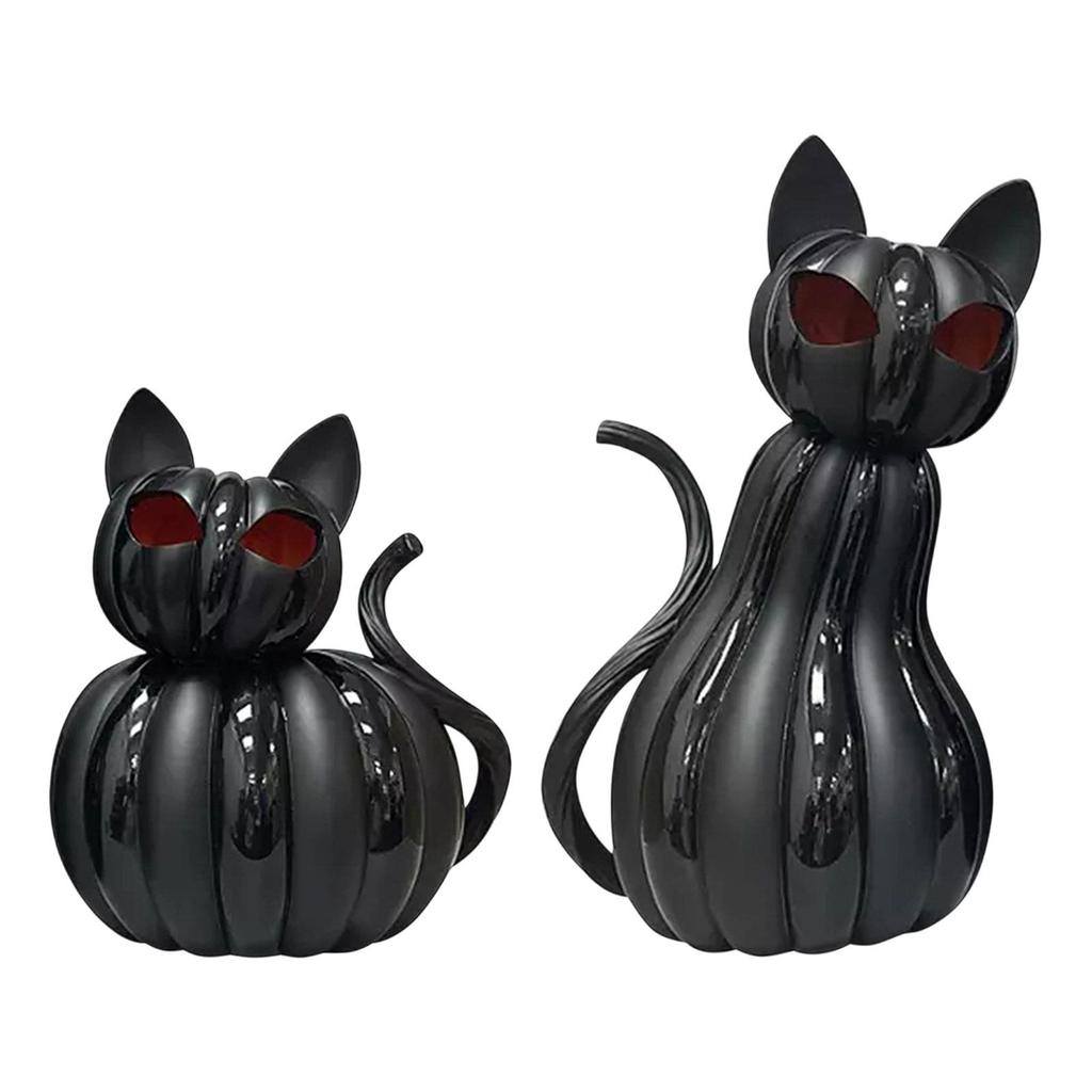 Halloween Cat Pumpkin Decor Desktop Art Piece Practical Night Light for Party Gifts Anniversary Indoor Outdoor Festive Dorm