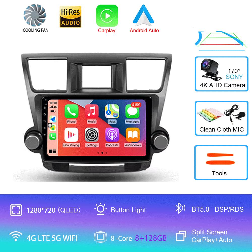 Автомобильное радио Android 14 Carplay Auto для Toyota Highlander 2 XU40 2007-2013 Мультимедиа Видео Плеер Навигация GPS Стерео 2din DSP