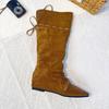 Новые ретро рыцарские сапоги женские осенне-зимние новые сапоги длинные сапоги женские два варианта носки остроносые плиссированные сапоги-чулки женские сапоги