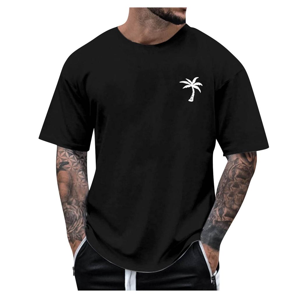Men's Round Neck Short Sleeve Loose Summer Tops Fashion T-Shirt With Graphic Creative Letters Retro Print Street Sports Casual Tops