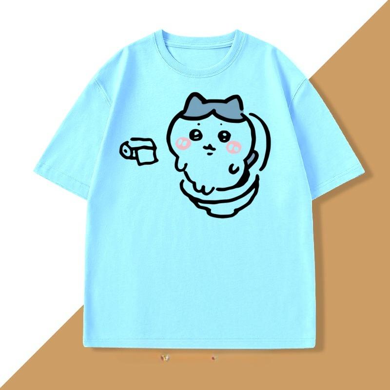 Cute Chiware on The Toilet Tshirt for Unisex Women Funny Cotton Short Sleeve Round Neck Tshirt Humor T Shirt Loose Casual Clothes