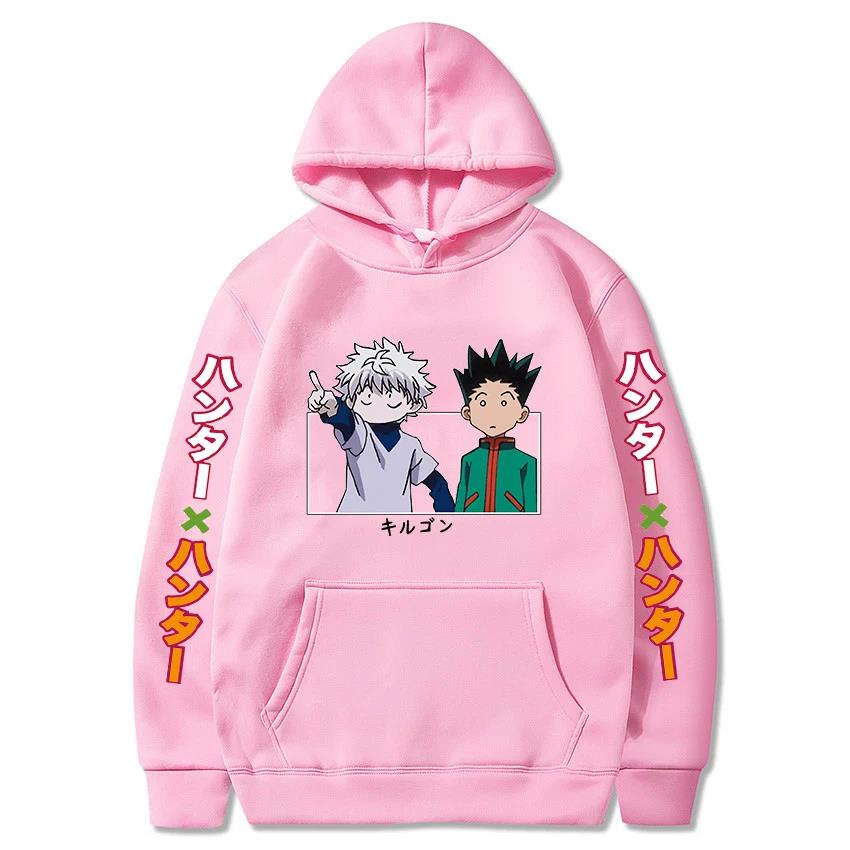 Hunter X Hunter Япония Аниме Мужчины Женщины Толстовки Harajuku Gon Killua Принт Плюс Размер Толстовка Унисекс Осень Зима Уличная одежда