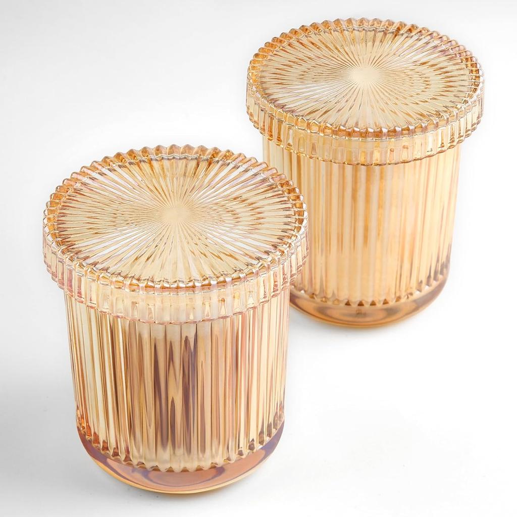 1Pack Glass Qtip Holder Dispenser Set Bathroom Organizer for Cotton Swabs Pads Clear Jars Makeup Storage Bathroom Accessories