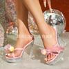 Женские босоножки на платформе, сексуальные, модные, прозрачные, для ночного клуба, каблук с кристаллами и квадратным нескользящим стразами 12 см LFD-1987-53