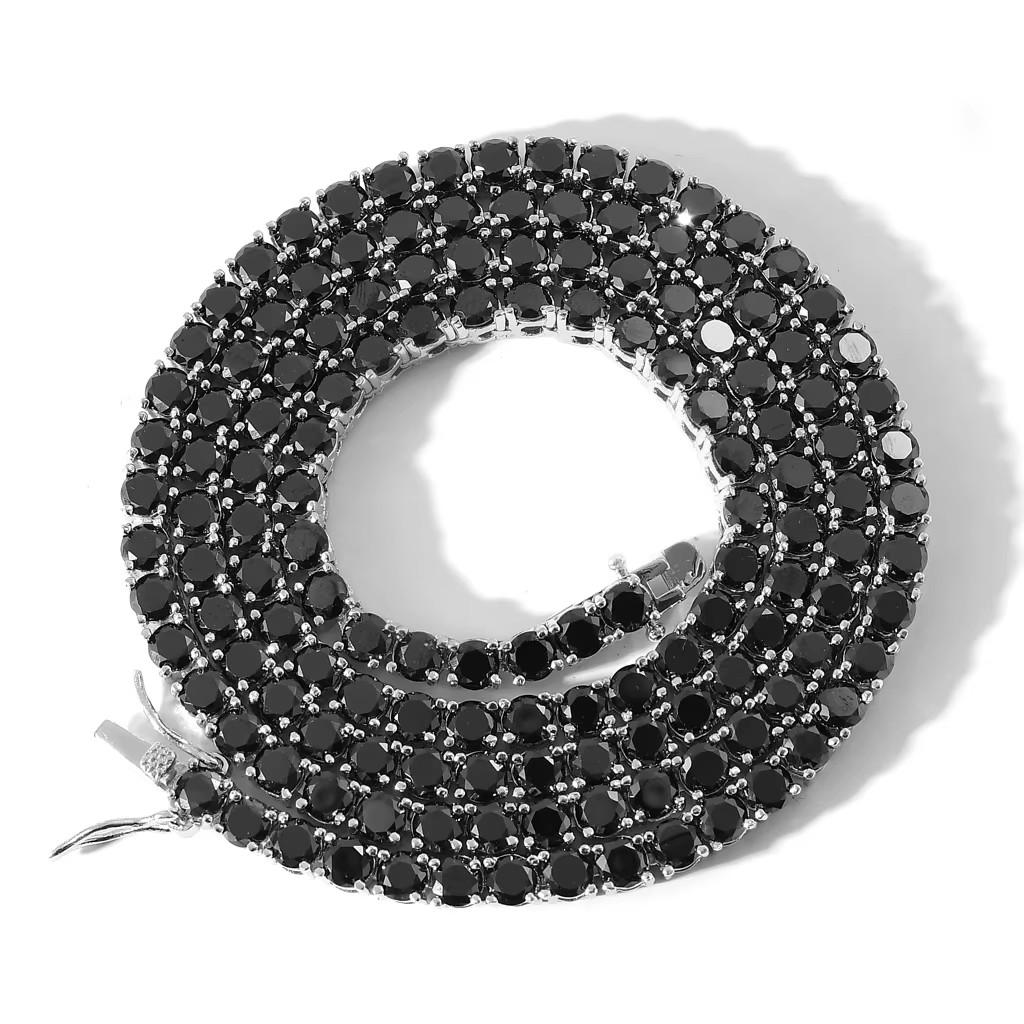Fashion Hip Hop 4 MM Black Tennis Chain Necklace Iced Out Cubic Zircon Gold Plated Necklace Jewelry for Men Party Jewelry