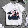 Vintage Anime Jujutsu Kaisen Print Children T-Shirt Summer Loose Short Sleeve White Women Tops Boy Tees Men Blouses Girl Clothes