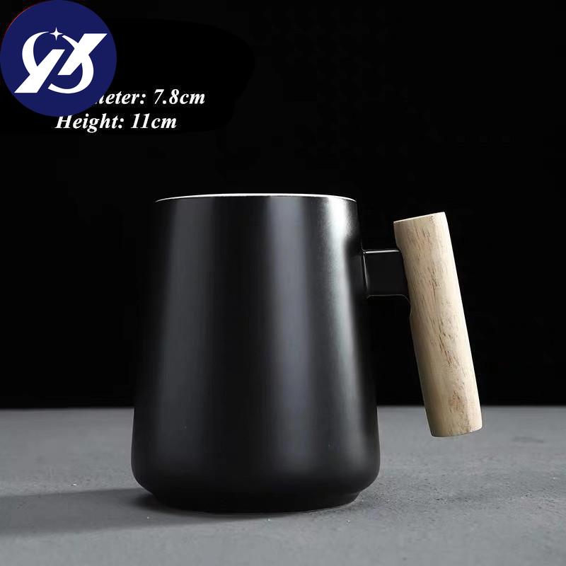 Ceramic Large Capacity Coffee Mug with Wooden Handle Office Water Tea Cup Milk Mug Drinkware