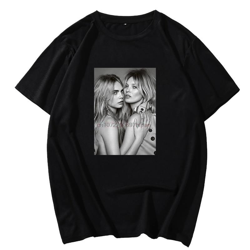 Kate Moss Cara Delevingne Unisex Graphic T Shirts Cotton Short Sleeve Tshirts Oneck Tees Tops Fashion New Shirts And Tshirts