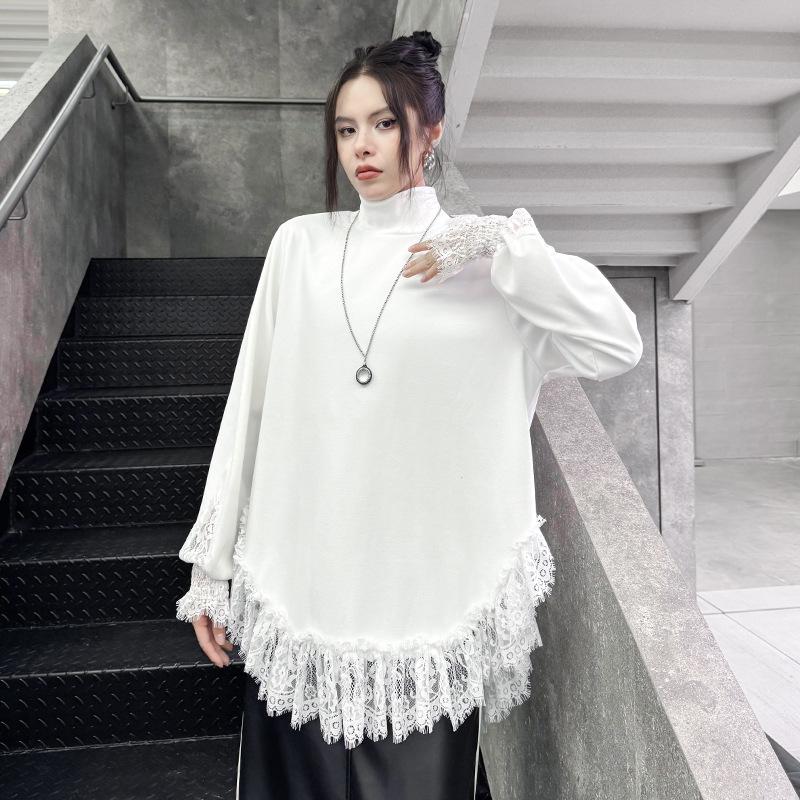 Осень Новые Большие Размеры Женские Пуловеры Повседневные Большие Длинные Рукава Свободные Топы Футболки Однотонные Водолазка Рубашка