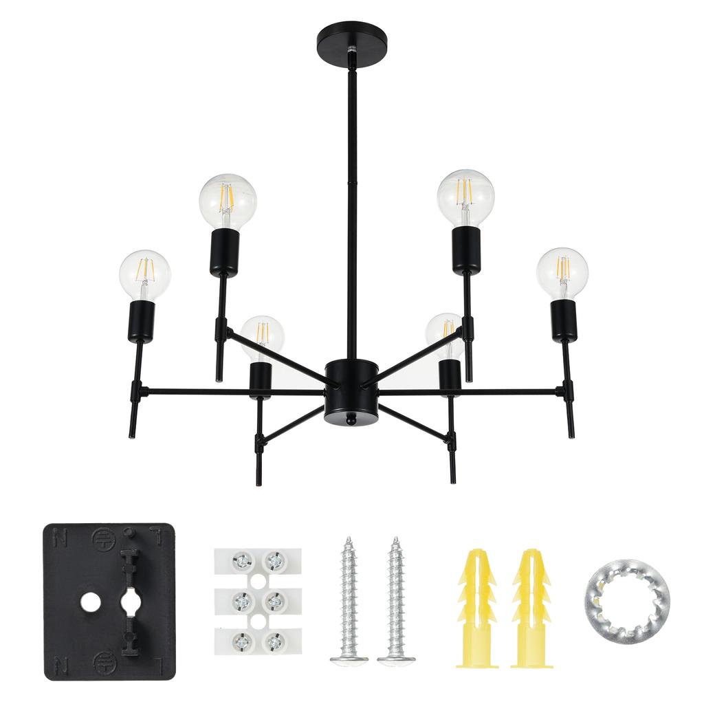 6-световая современная металлическая люстра, полузаподлицо, потолочный светильник, подвесные светильники