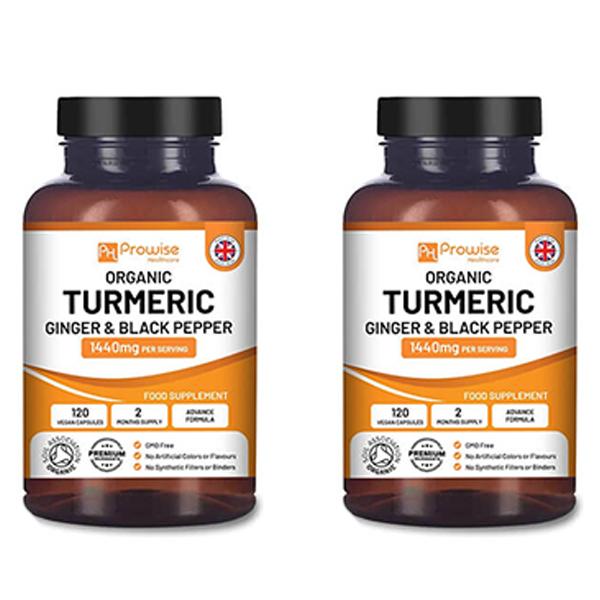 Куркума имбирь черный перец 1440 мг - 120 капсул | Великобритания Сделано Prowise Healthcare