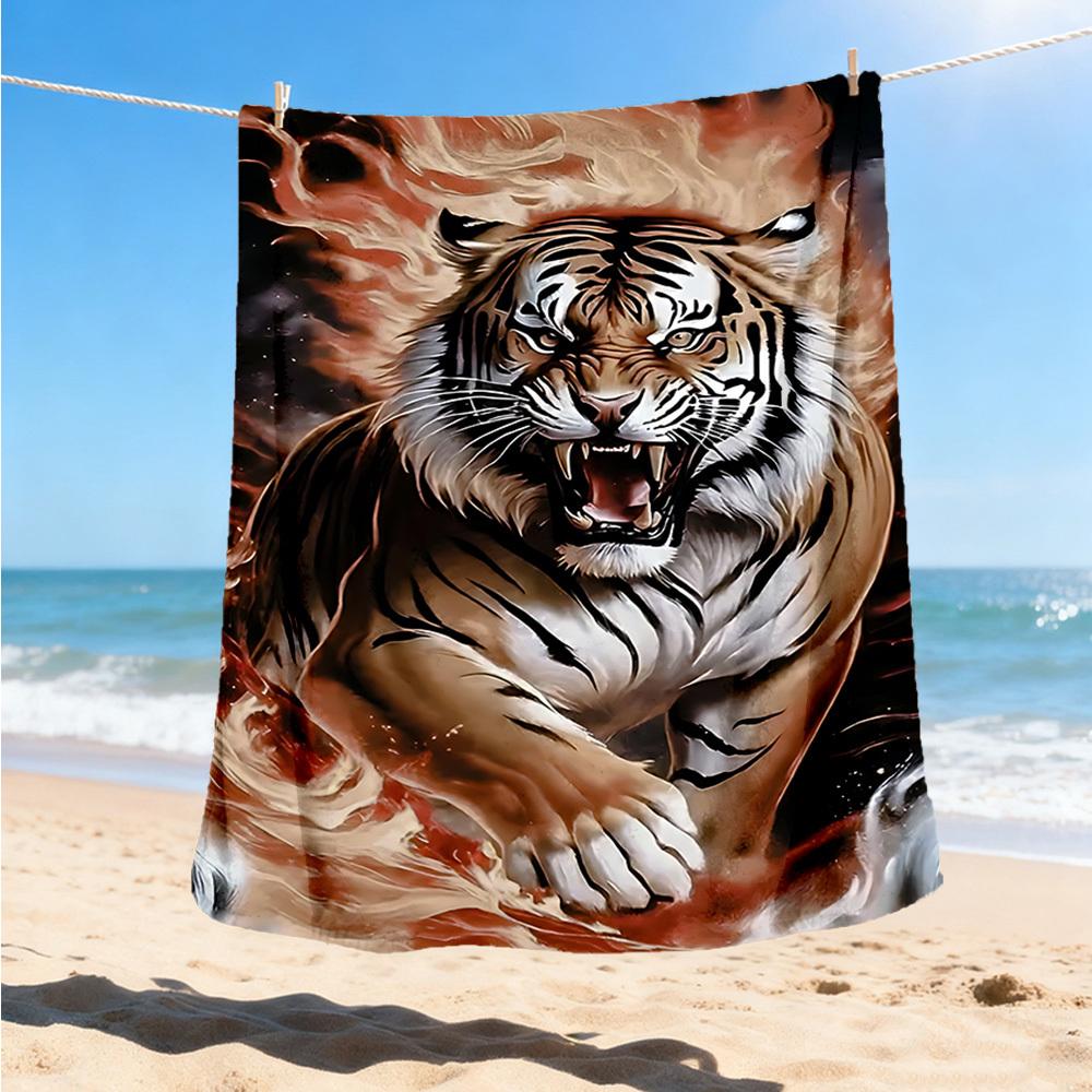 1pc Tiger Flame Design Print Outdoor Blanket, Lightweight Polyester,
