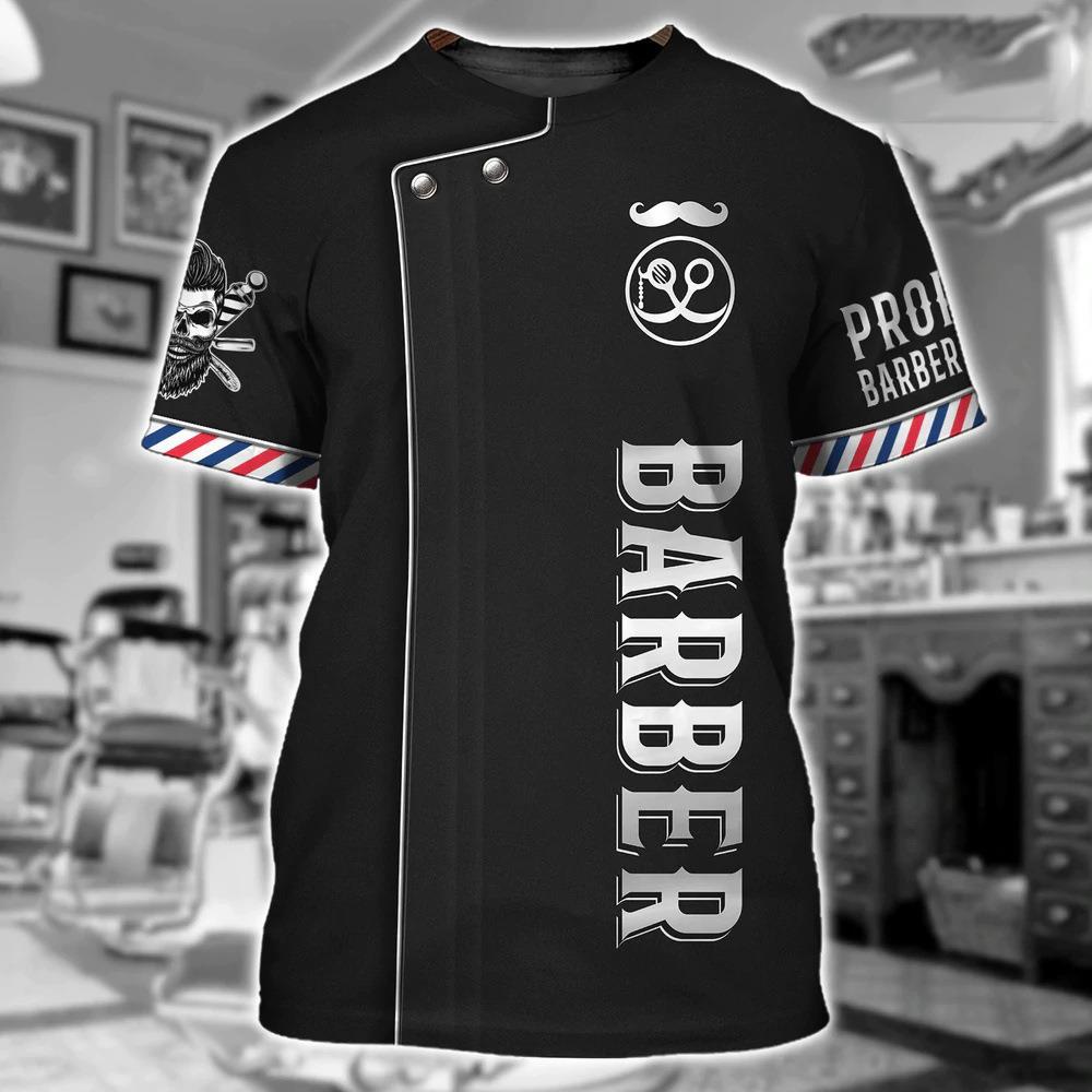 2024 Новые мужские футболки Barber Shop, топы с 3D-принтом, летние свитера с коротким рукавом, мужские модные повседневные футболки Streetear, блузки