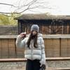 95 White Duck Down Short Puffer Jacket Women Hooded Slim Fit Casual Winter Coat