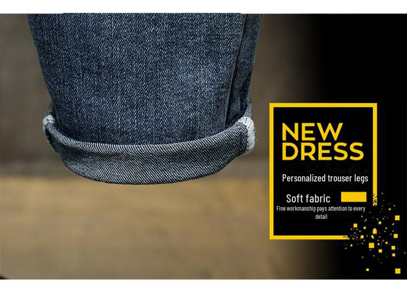 Весна/лето 2023 г. Мужские облегающие джинсы-шаровары с высокой эластичностью — модный размер больших размеров.