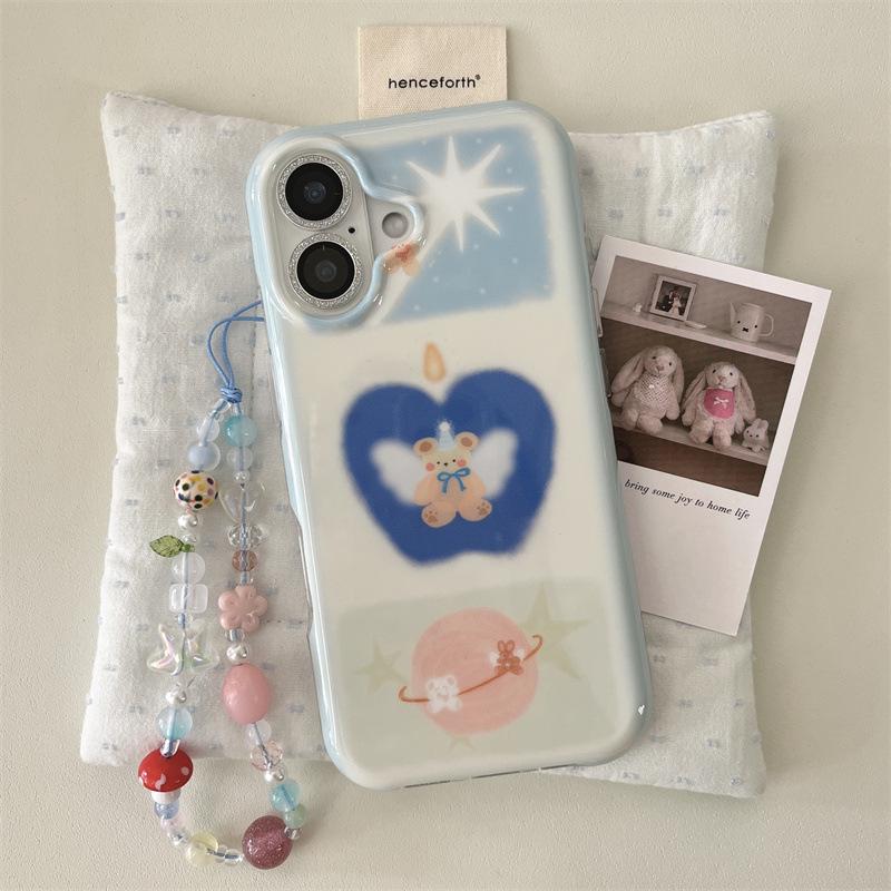 Artistic Angel Bear Wax Candle Phone Case for iPhone 17/16 Pro Max/15/14 - High-End Feel